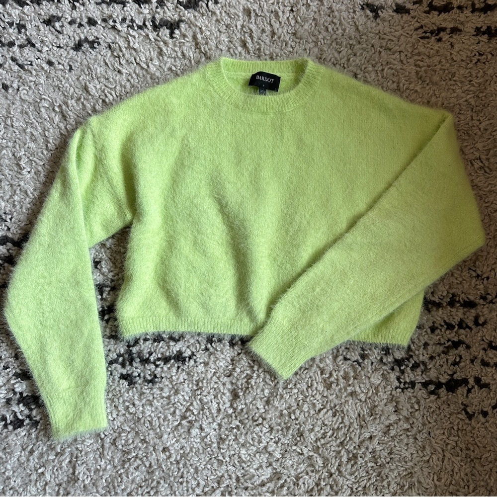 SOLD: Bardot Cropped Neon Green Sweater
